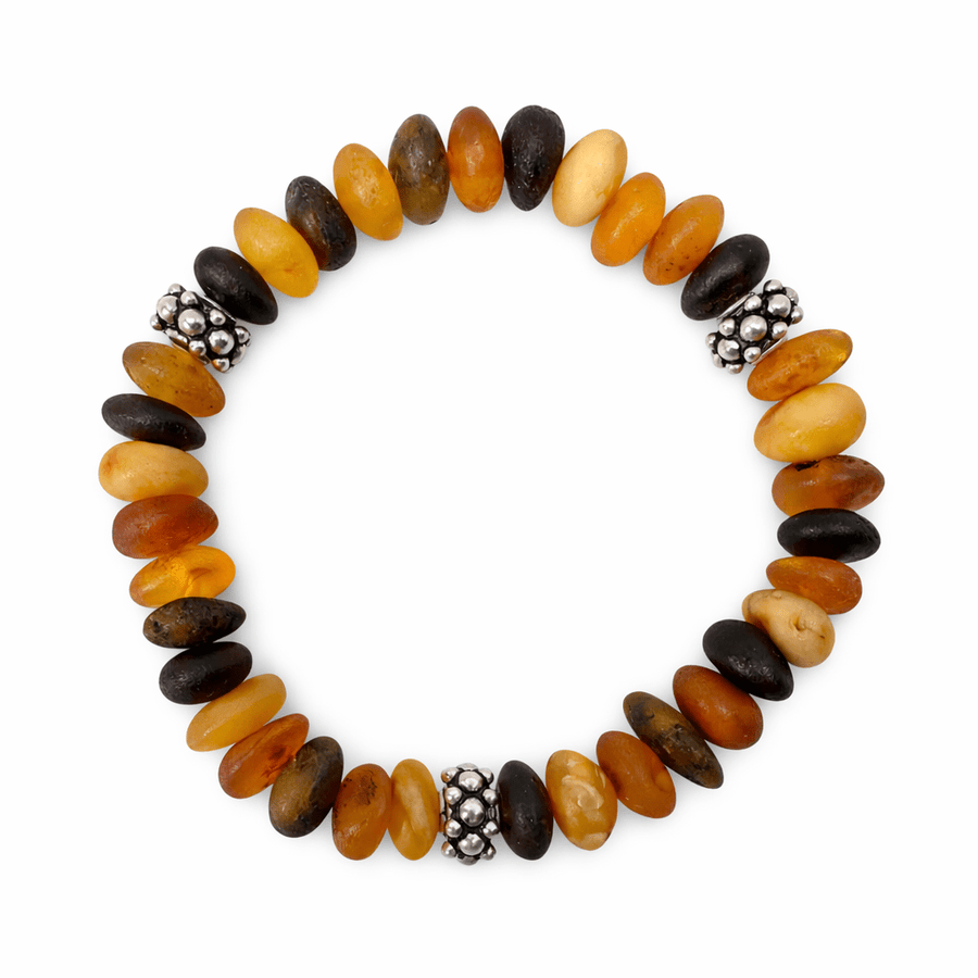 Bernstein Armband mit Silberperlen - Atelier Tibet