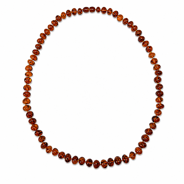 Bernstein-Kette cognacfarben - Atelier Tibet