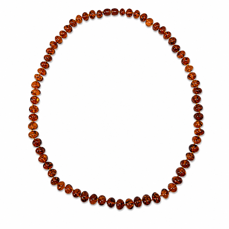 Bernstein-Kette cognacfarben - Atelier Tibet