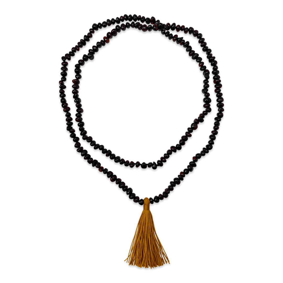 Bernstein-Kette mit goldener Quaste - Atelier Tibet