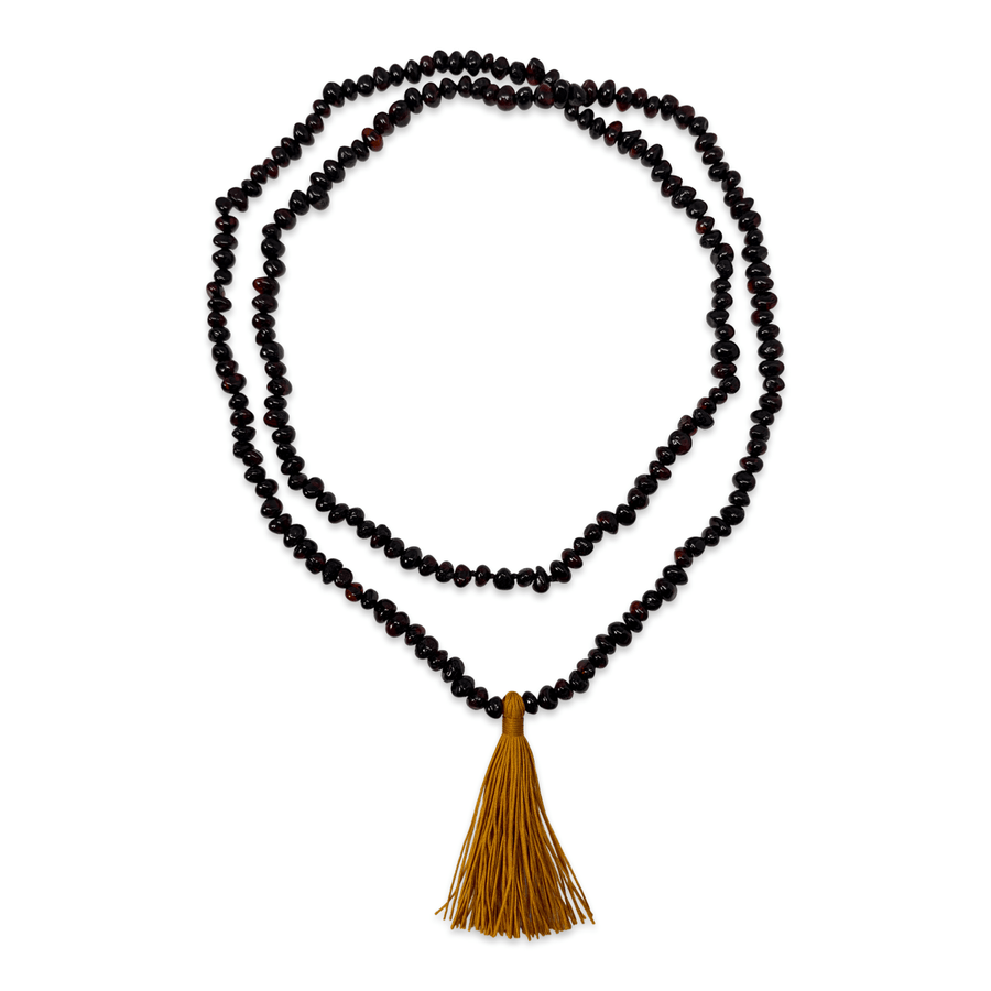 Bernstein-Kette mit goldener Quaste - Atelier Tibet