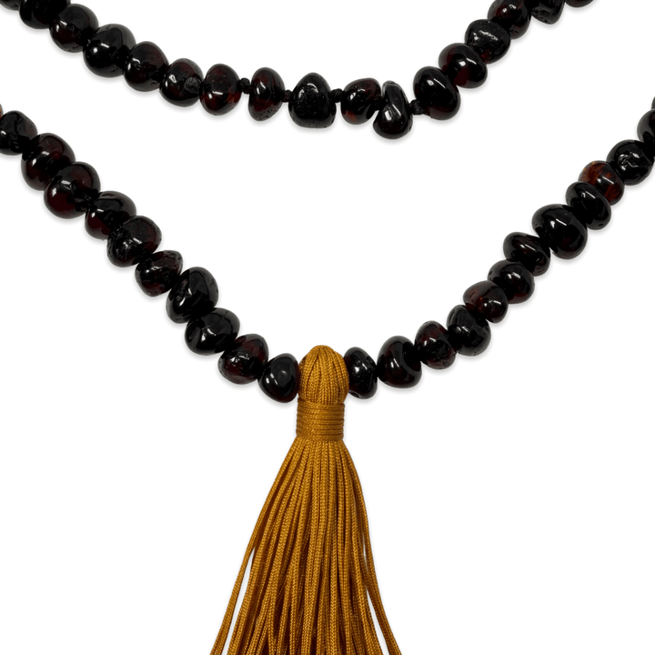 Bernstein-Kette mit goldener Quaste - Atelier Tibet