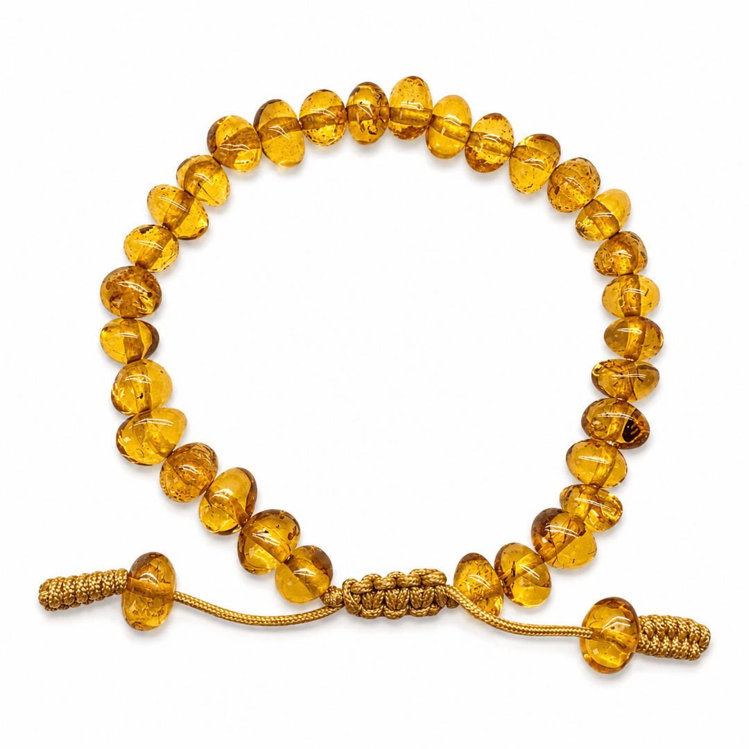 Bernstein Mala-Armband mit Makramee-Schiebeknoten - Atelier Tibet