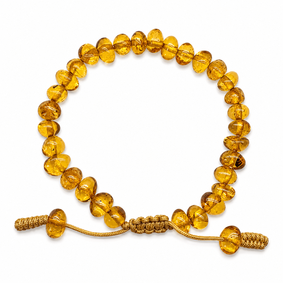 Bernstein Mala-Armband mit Makramee-Schiebeknoten - Atelier Tibet