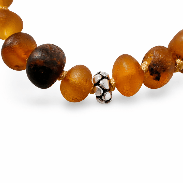 Bernstein Mala - Armband mit Silberperlen - Atelier Tibet