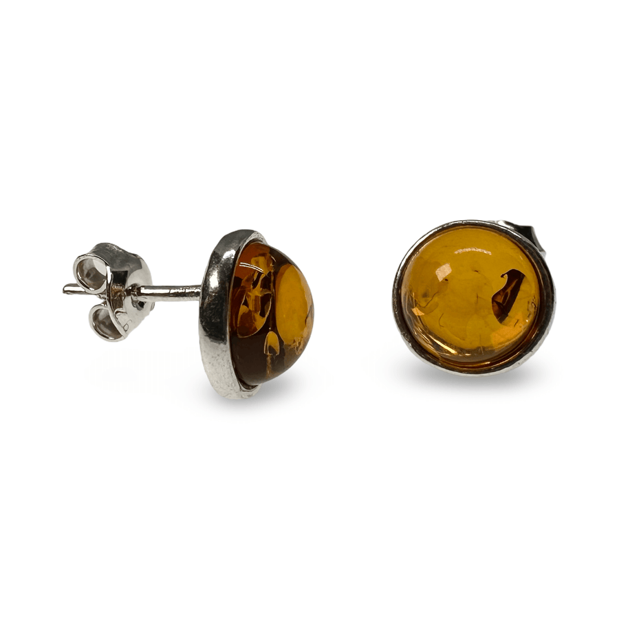 Bernstein - und Silber - Ohrstecker - Atelier Tibet