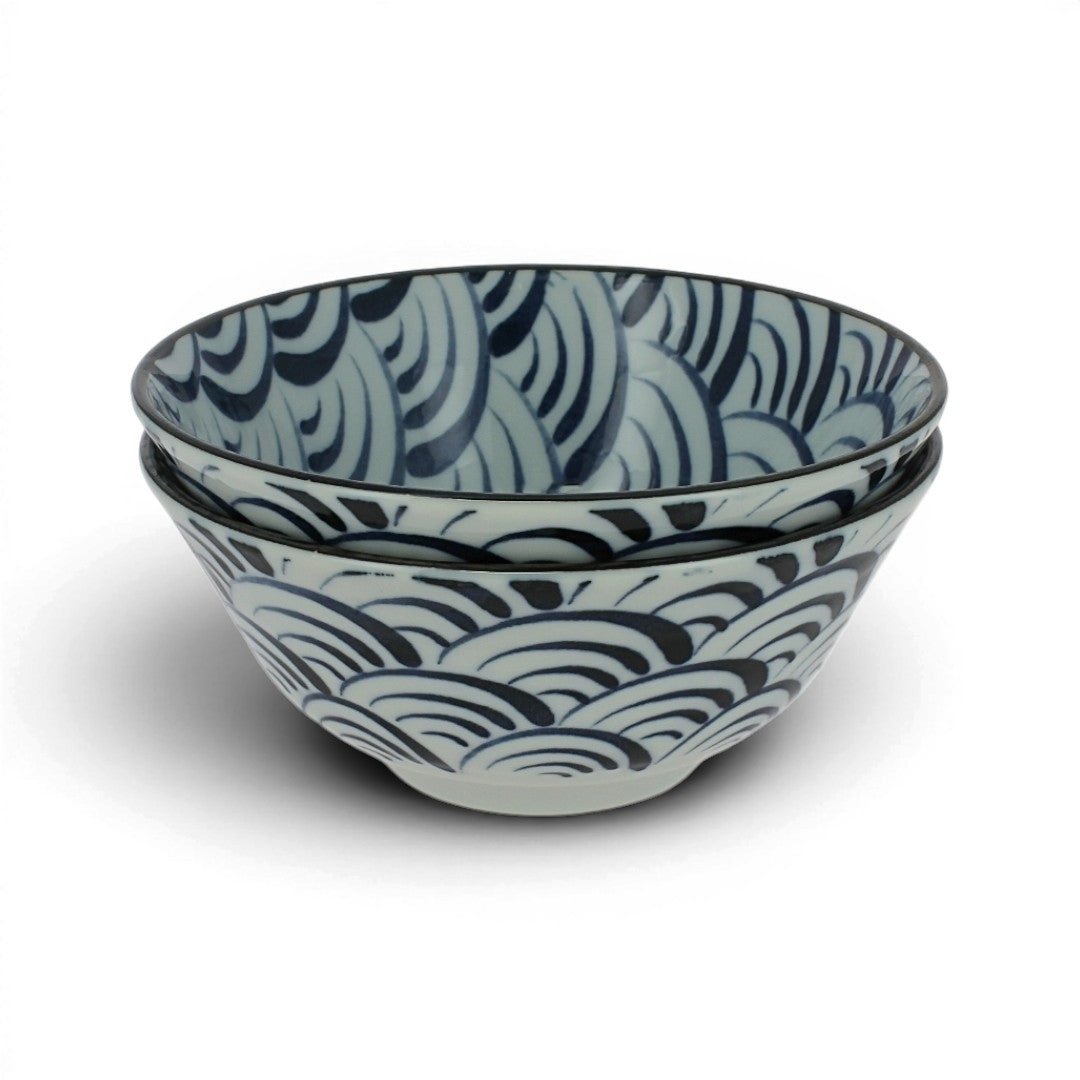 Schale Seigaiha - japanische Keramik, Wellenmotiv blau