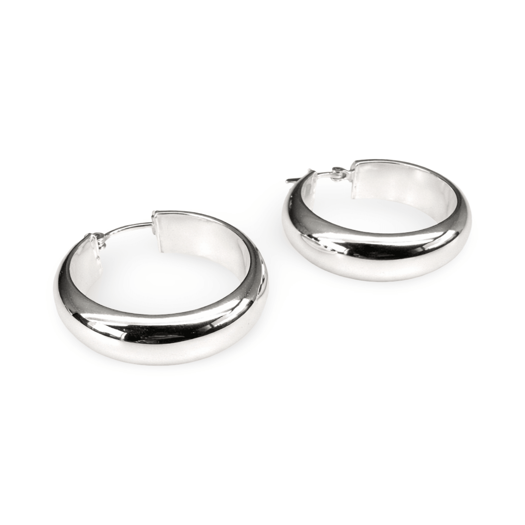 Breite Silber - Kreolen Ø 30 mm - Atelier Tibet