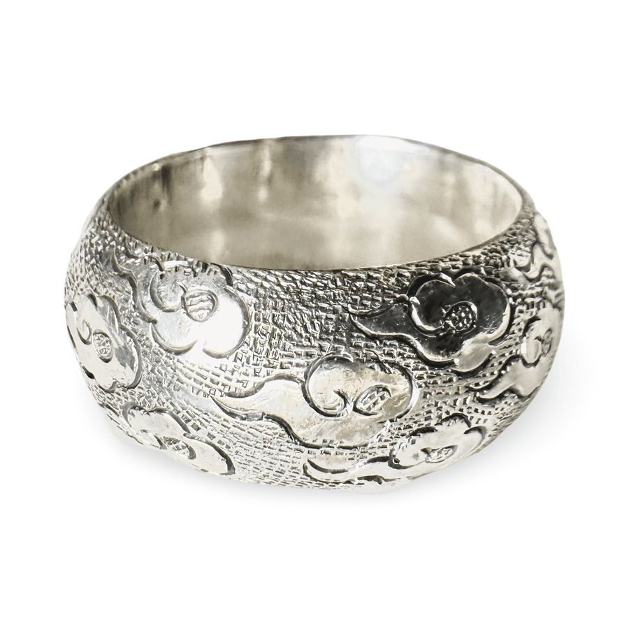 Breiter Silberring mit Tibetischem Wolkenmotiv - Atelier Tibet