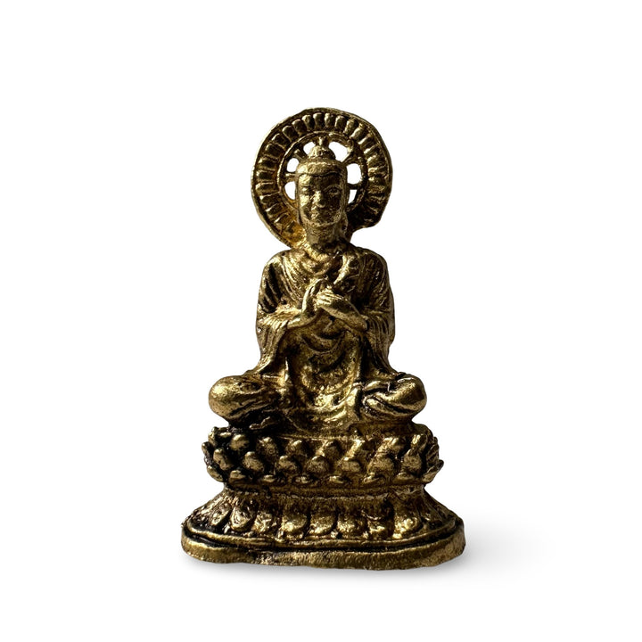 Buddha Dharmachakra Mudra Miniatur Statue aus Messing - Atelier Tibet