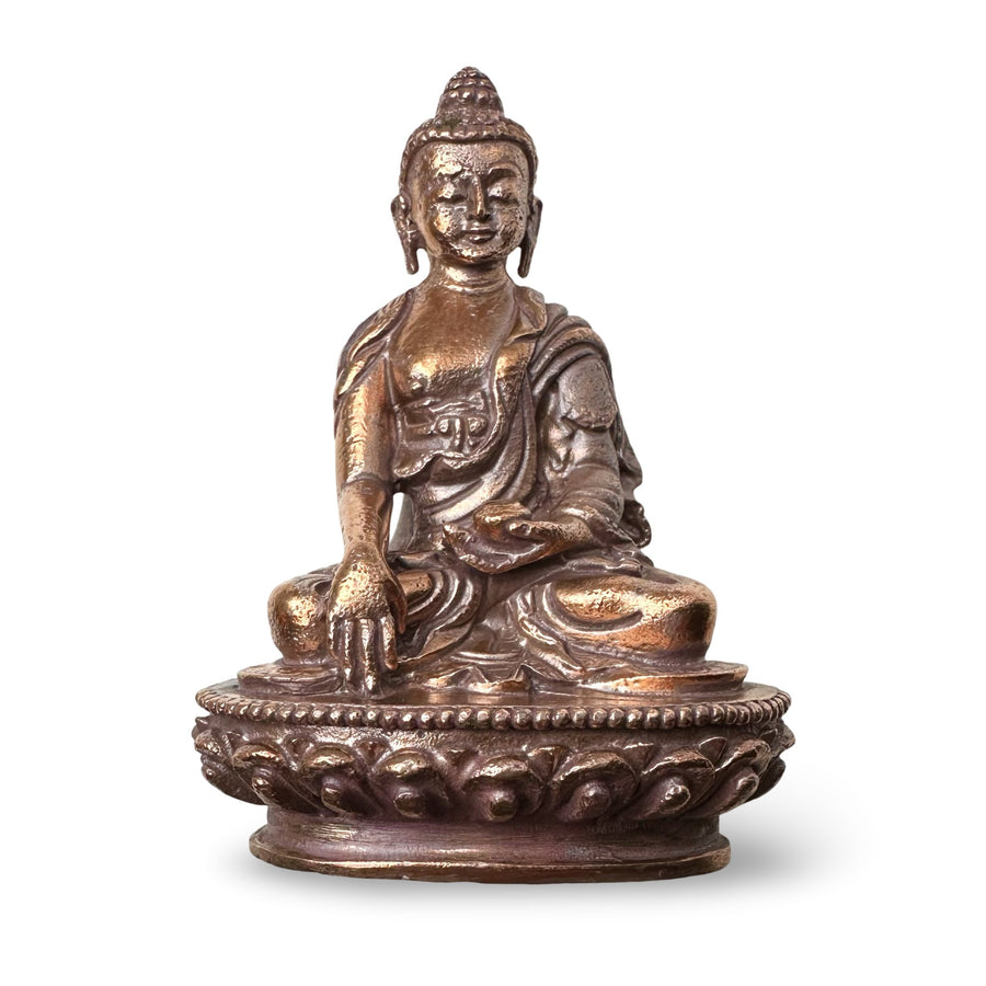 Buddha Erdberührungsgeste Miniatur - Kupferstatue - Atelier Tibet