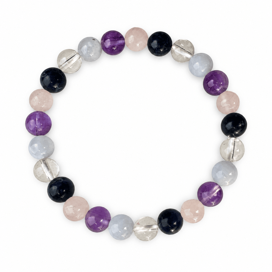 Buntes Kinder-Mala-Armband aus fünf Steinen - Atelier Tibet