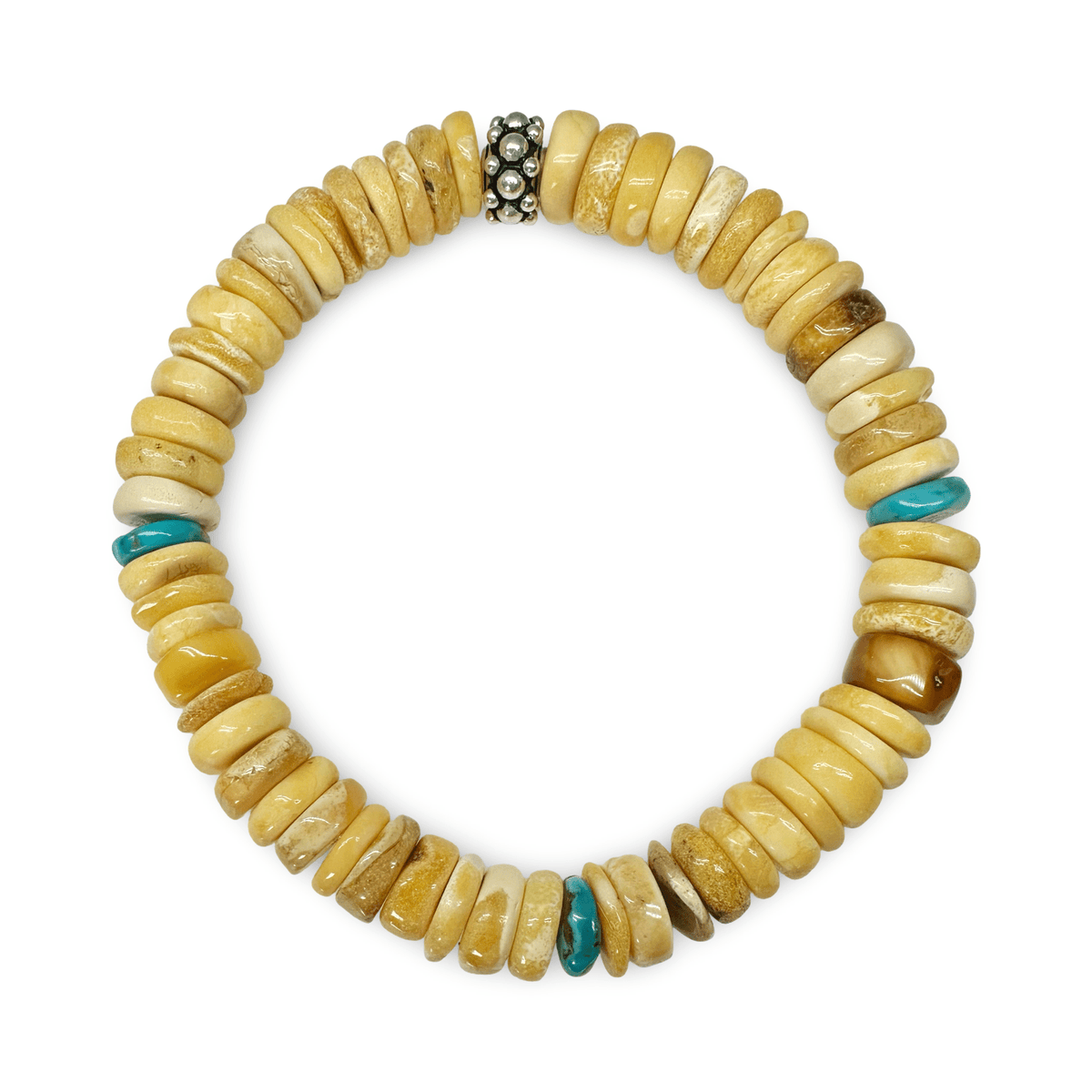Butterscotch - Bernstein - Armband mit Türkis und Silberperlen - Atelier Tibet