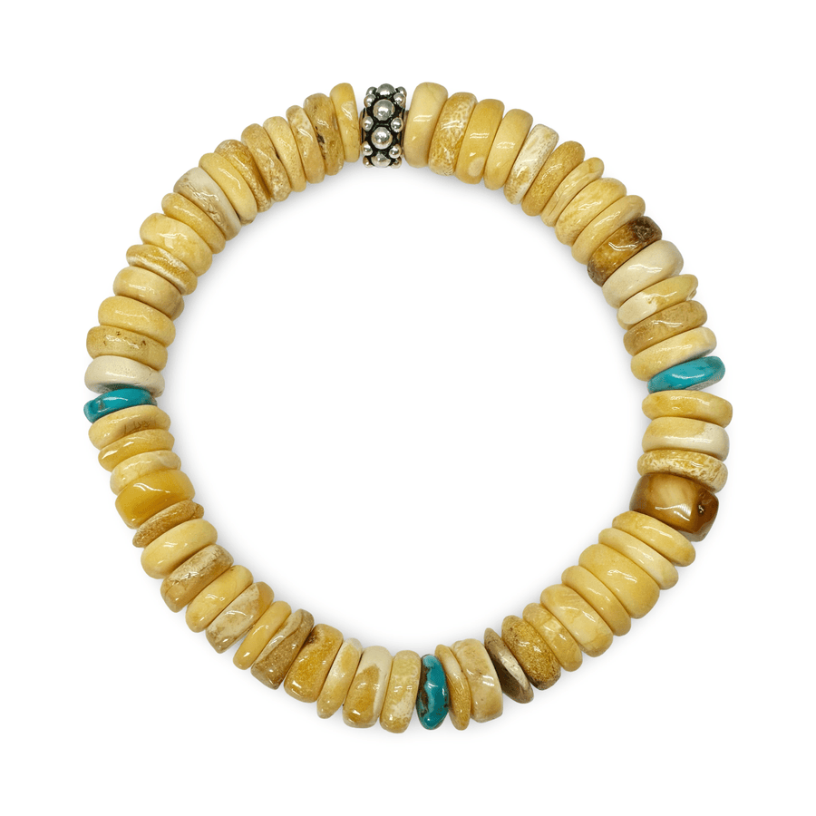Butterscotch - Bernstein - Armband mit Türkis und Silberperlen - Atelier Tibet