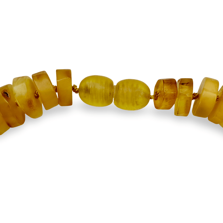 Butterscotch - Bernsteinkette mit Silber - Perlen im Ethno - Stil - Atelier Tibet