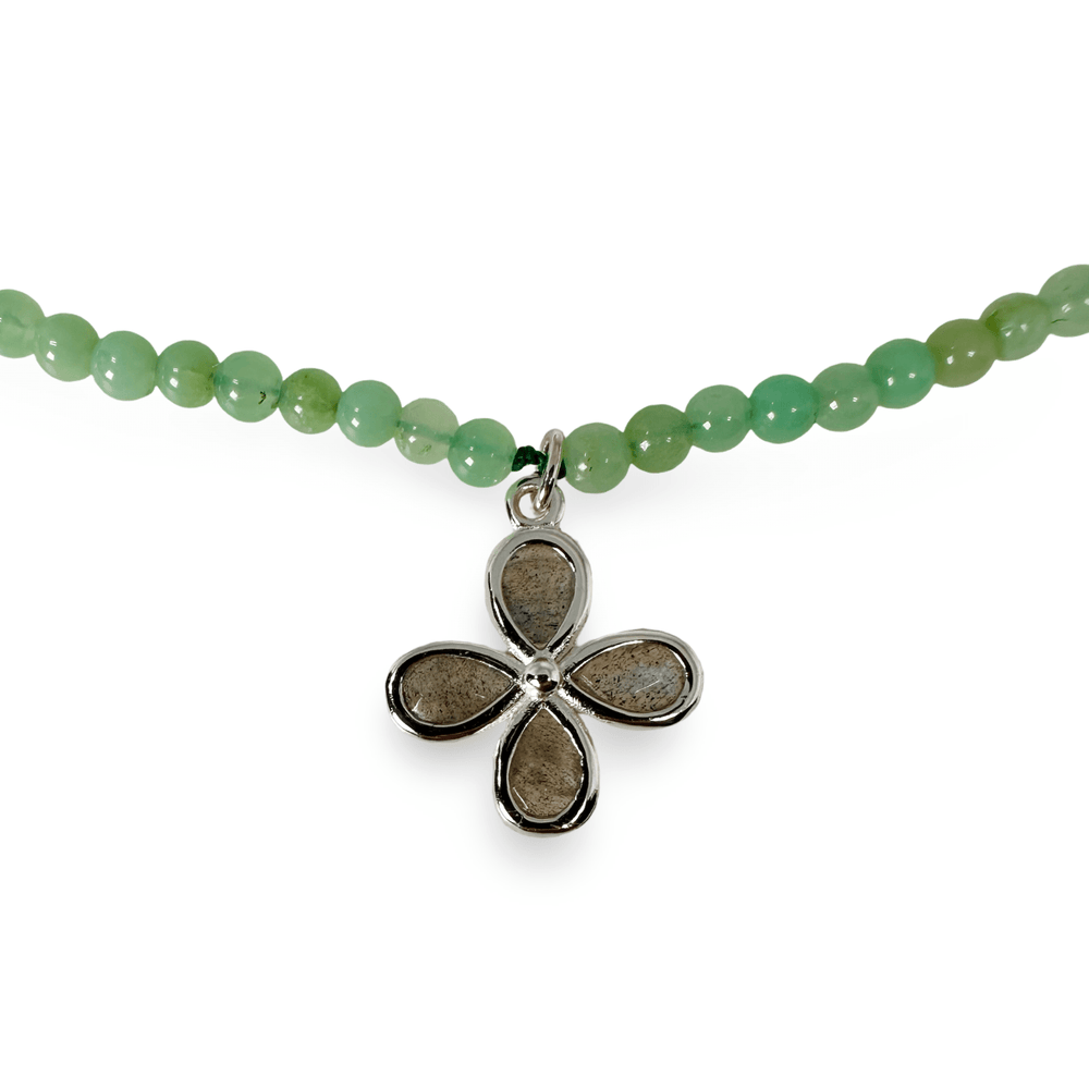 Chrysopras Halskette mit Mondstein - Anhänger - Atelier Tibet