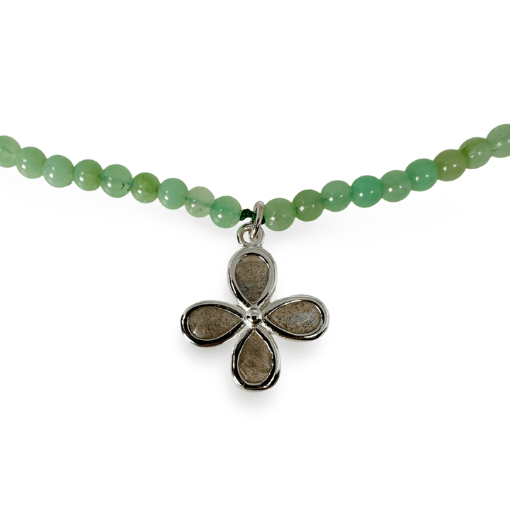 Chrysopras Halskette mit Mondstein - Anhänger - Atelier Tibet