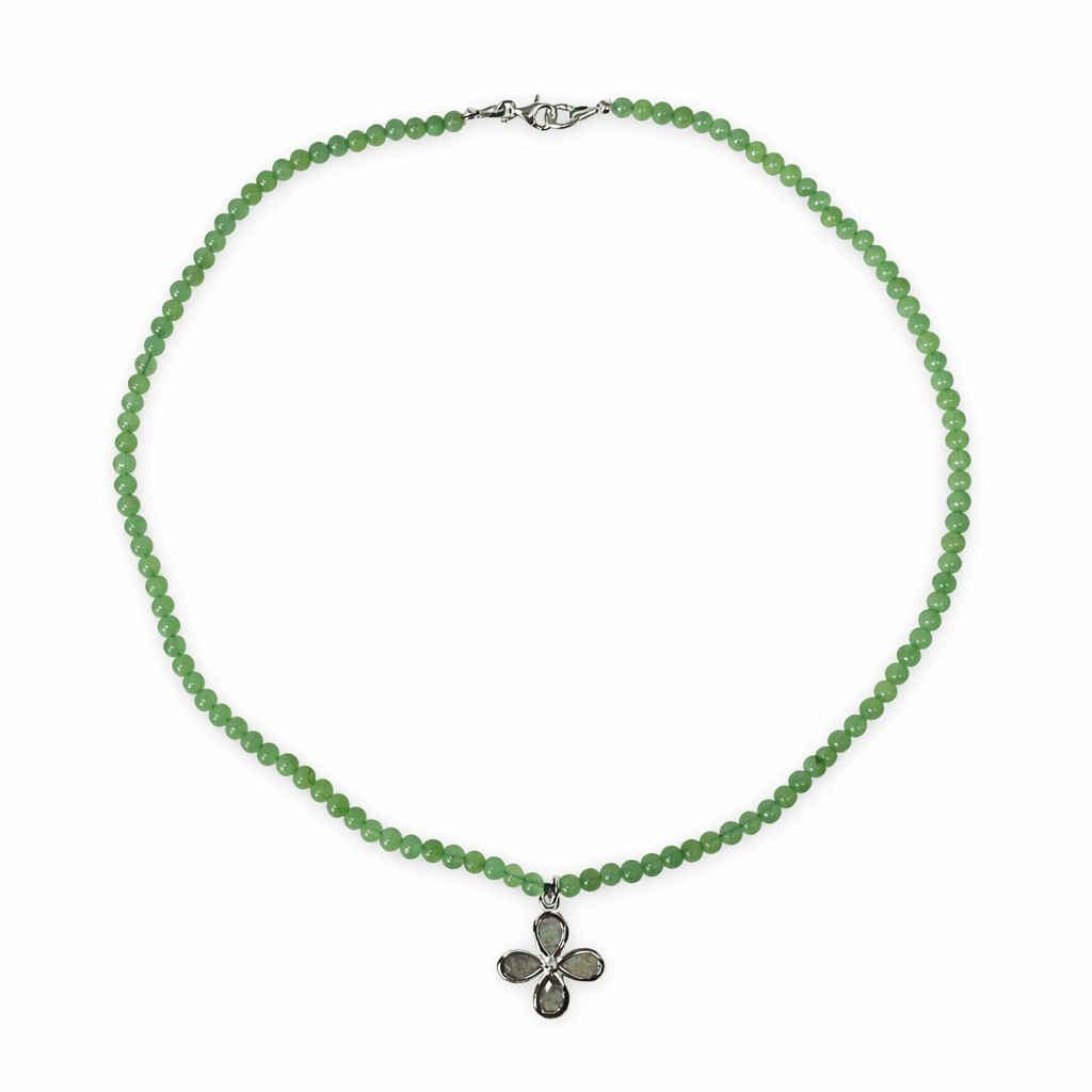 Chrysopras Halskette mit Mondstein - Anhänger - Atelier Tibet