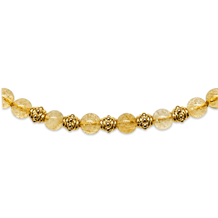 Citrin-Kette mit goldenen Zierperlen - Atelier Tibet