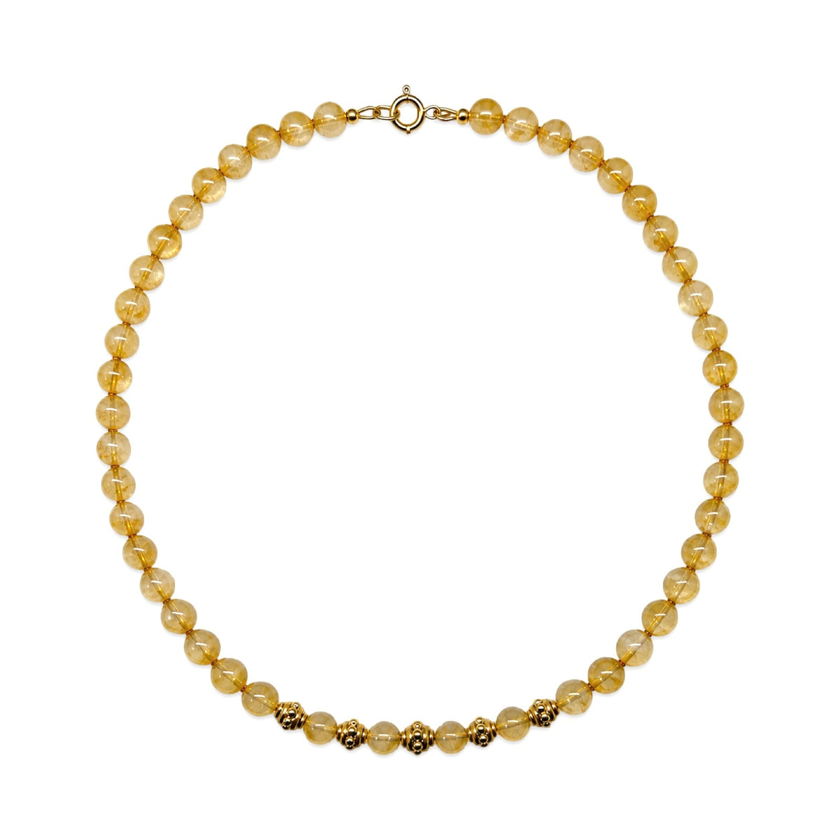 Citrin-Kette mit goldenen Zierperlen - Atelier Tibet