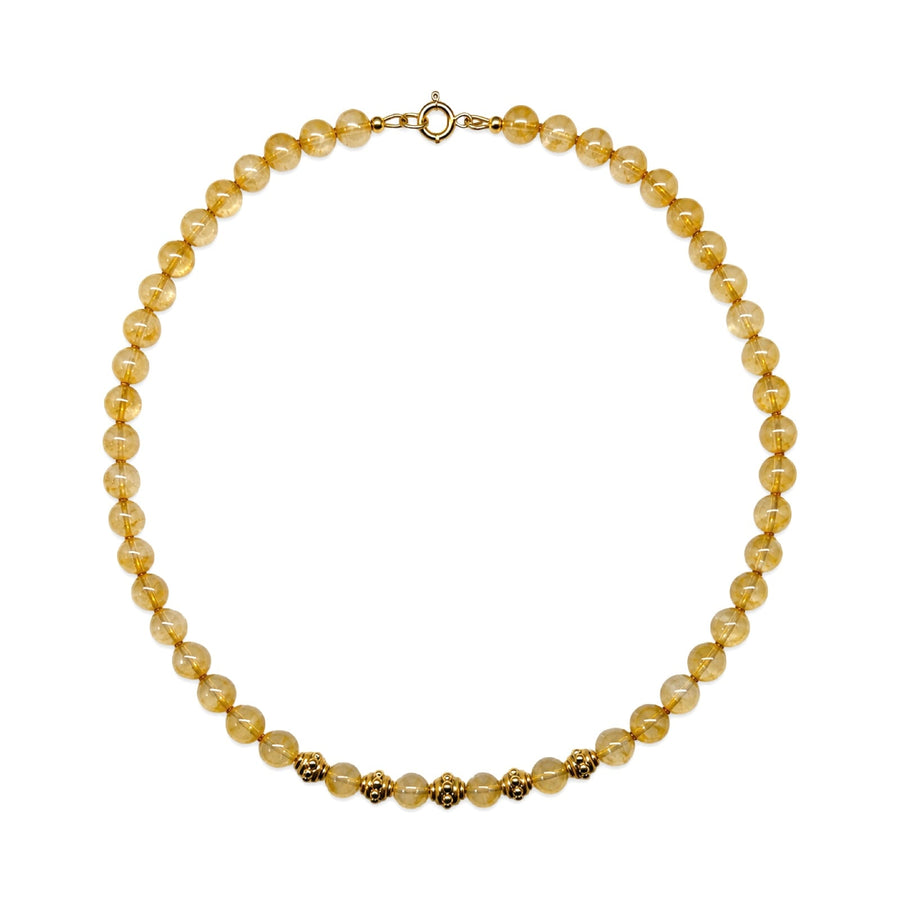 Citrin-Kette mit goldenen Zierperlen - Atelier Tibet