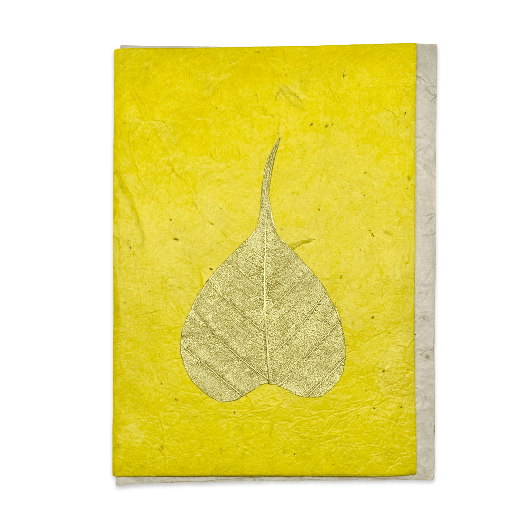 Doppelkarte «Bodhi - Blatt» mit Umschlag aus Lokta - Papier - Atelier Tibet