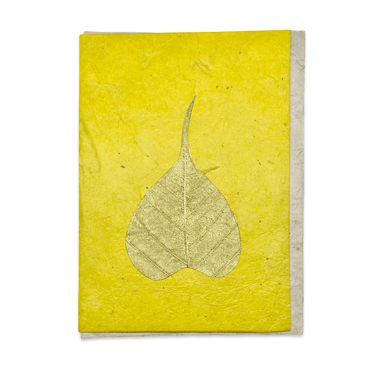 Doppelkarte «Bodhi - Blatt» mit Umschlag aus Lokta - Papier - Atelier Tibet