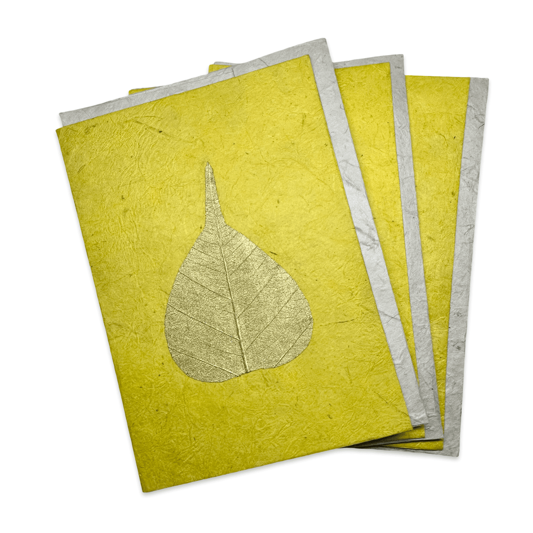 Doppelkarte «Bodhi - Blatt» mit Umschlag aus Lokta - Papier - Atelier Tibet