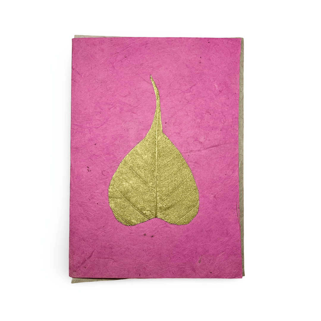 Doppelkarte «Bodhi - Blatt» mit Umschlag aus Lokta - Papier - Atelier Tibet