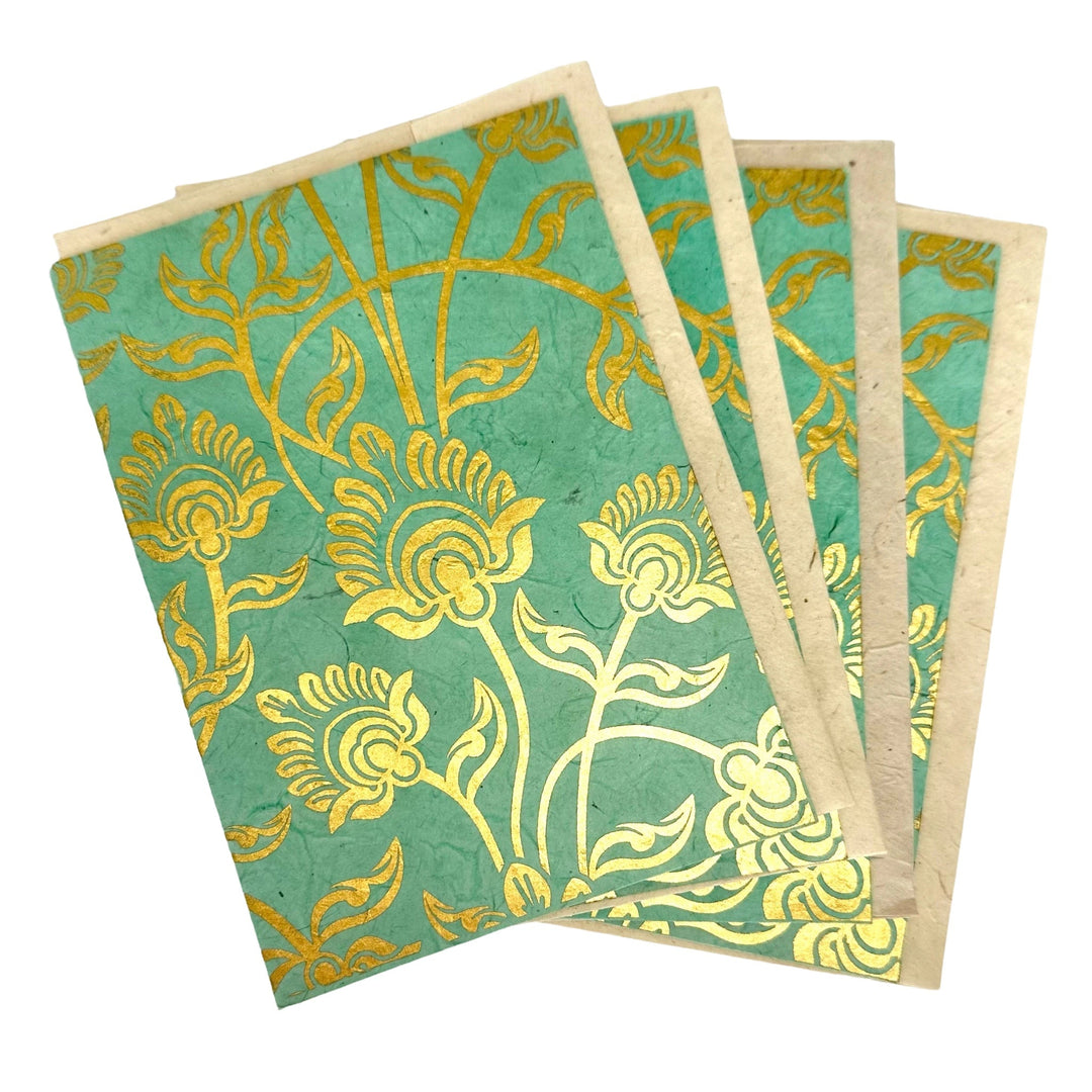 Doppelkarte «Lotus» mit Umschlag aus Lokta-Papier - Atelier Tibet