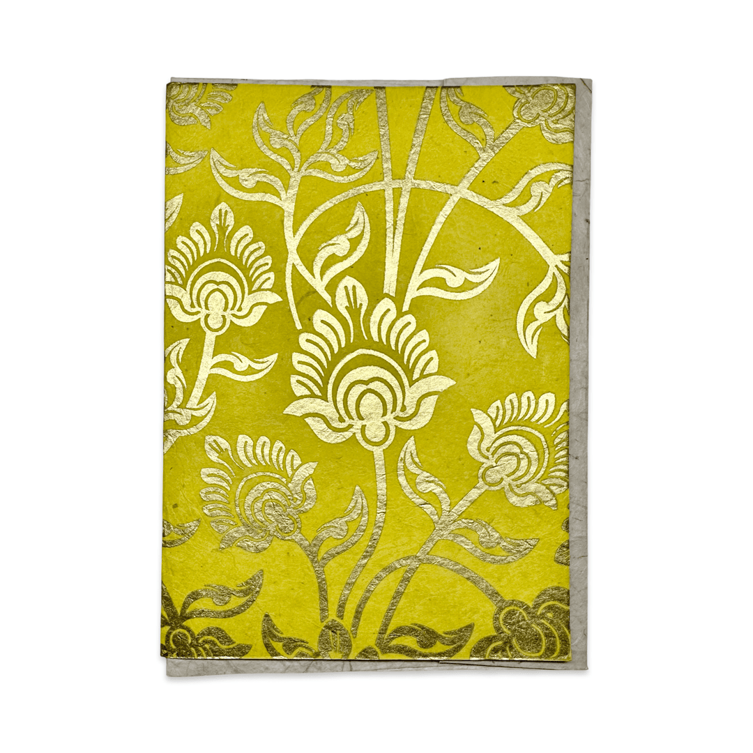 Doppelkarte «Lotus» mit Umschlag aus Lokta - Papier - Atelier Tibet