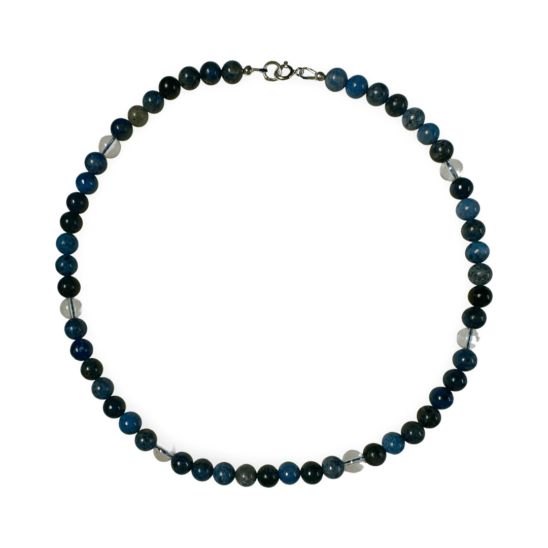Dumortierit - und Bergkristall - Kette - Atelier Tibet