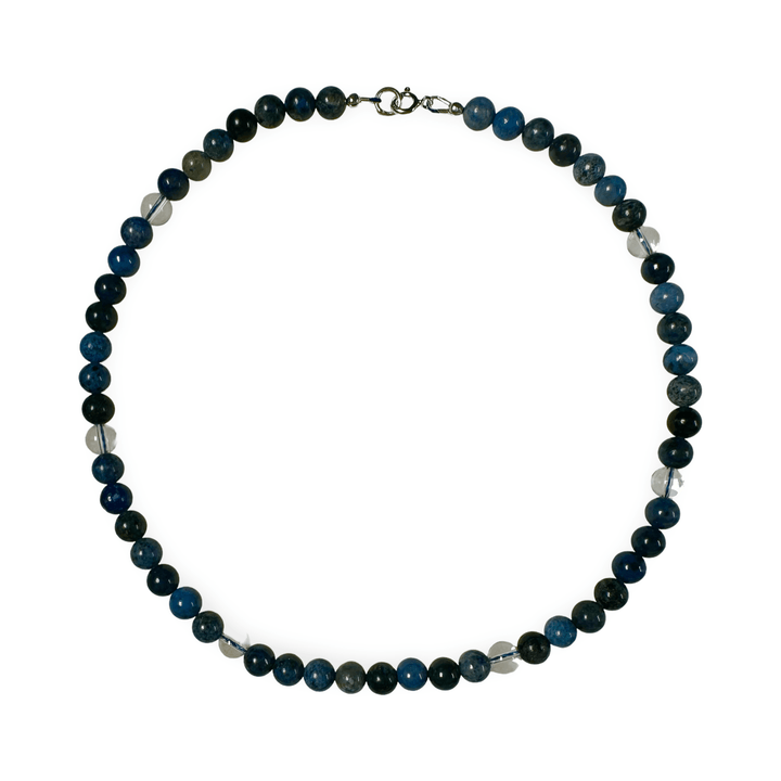 Dumortierit - und Bergkristall - Kette - Atelier Tibet