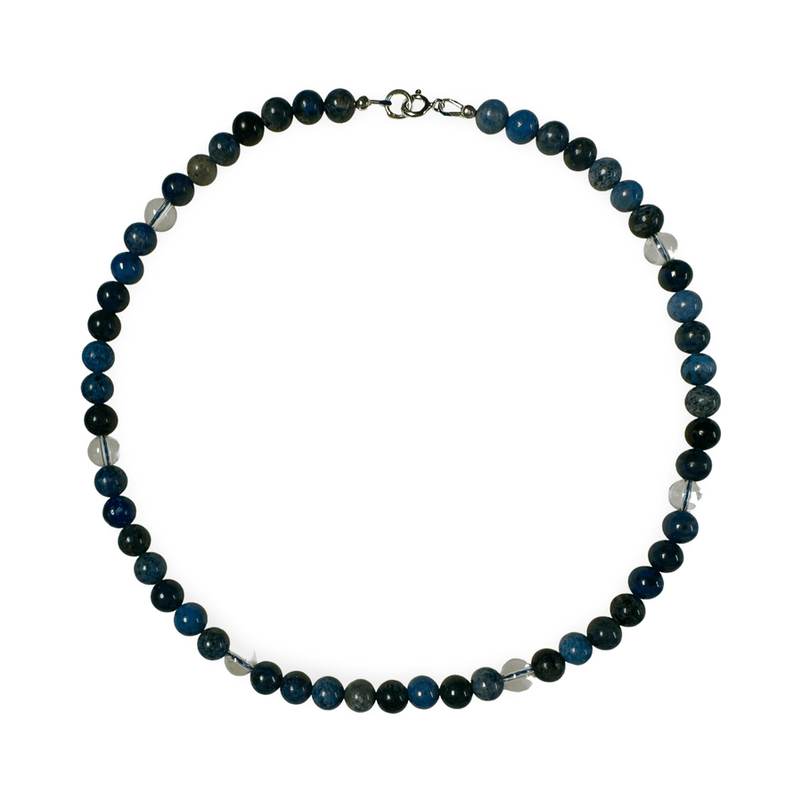 Dumortierit - und Bergkristall - Kette - Atelier Tibet