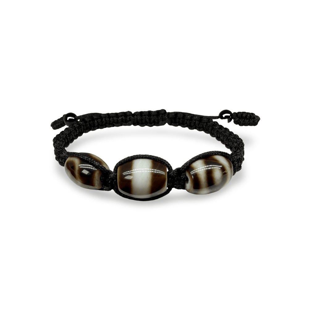 Dzi-Armband mit drei gebänderten Achatperlen - Atelier Tibet