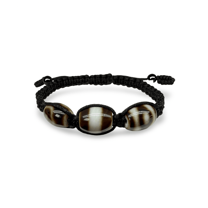 Dzi-Armband mit drei gebänderten Achatperlen - Atelier Tibet