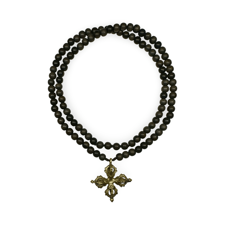 Ebenholz - Mala mit Doppel - Vajra - Atelier Tibet