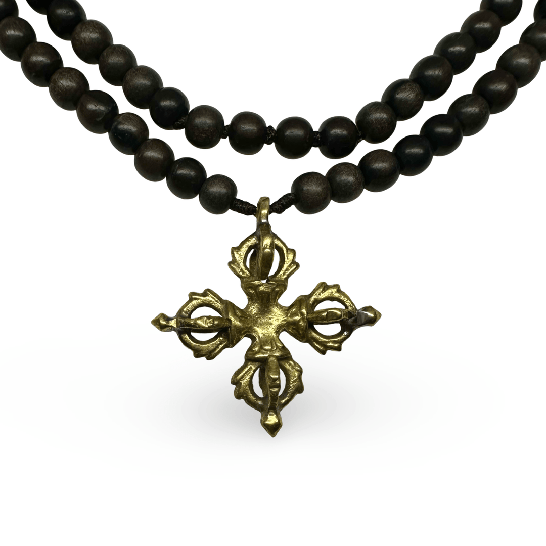 Ebenholz - Mala mit Doppel - Vajra - Atelier Tibet