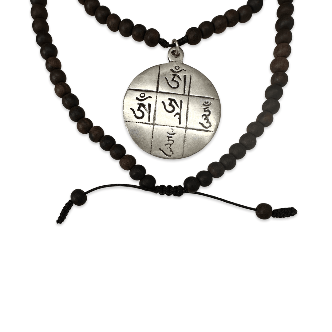 Ebenholz - Mala mit Mantra - Medaillon - Atelier Tibet