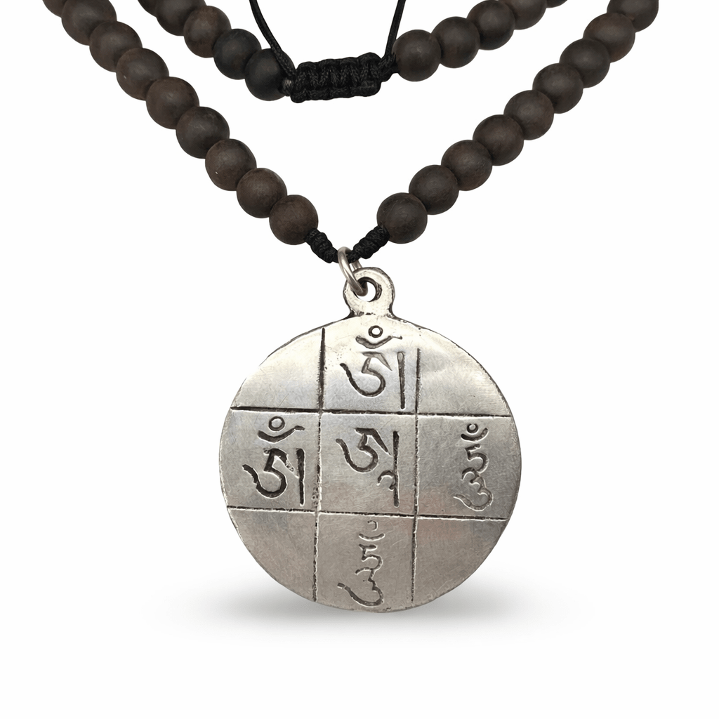 Ebenholz - Mala mit Mantra - Medaillon - Atelier Tibet