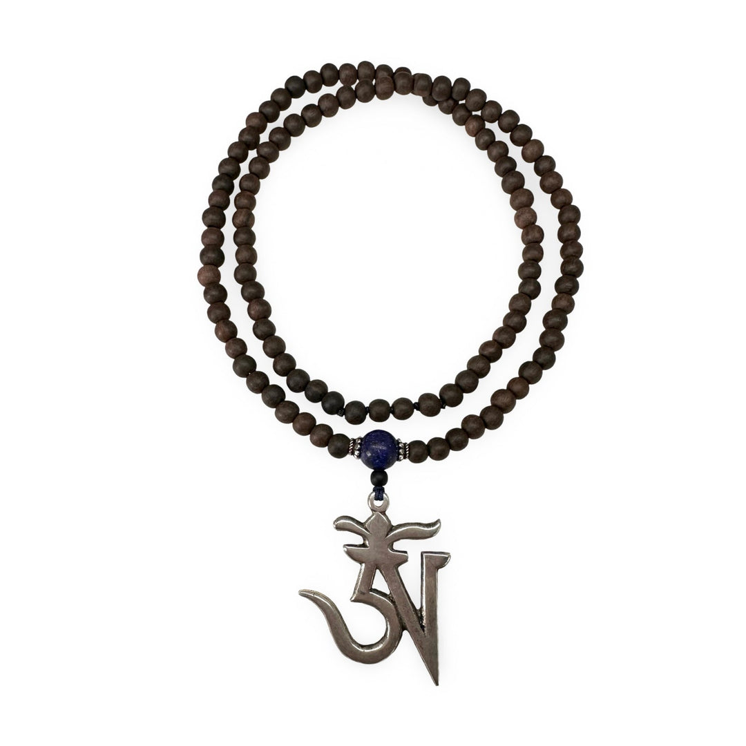 Ebenholz-Mala mit OM ॐ Anhänger - Atelier Tibet