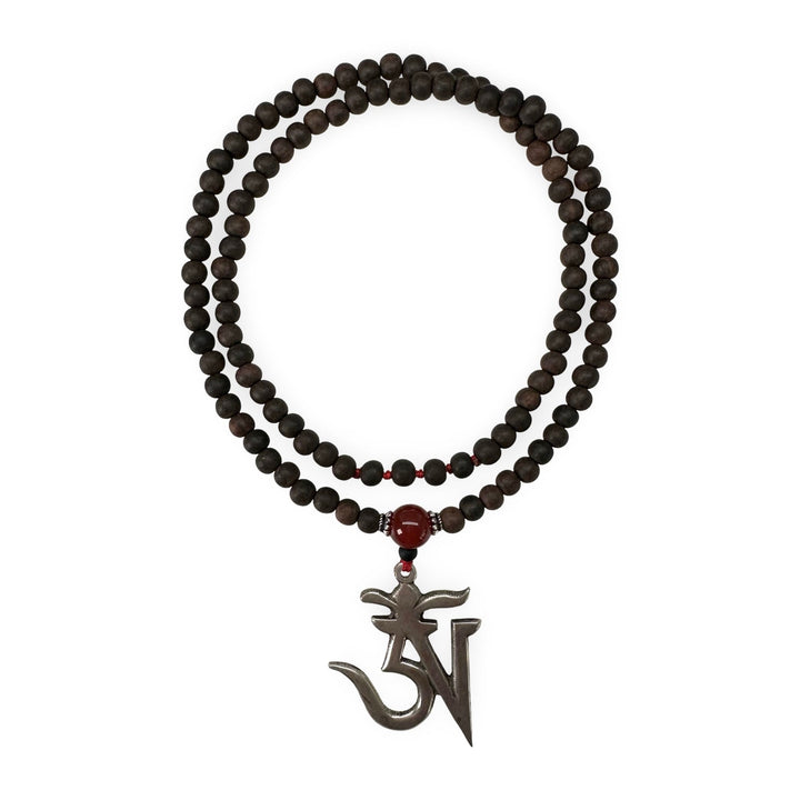 Ebenholz-Mala mit OM ॐ Anhänger - Atelier Tibet