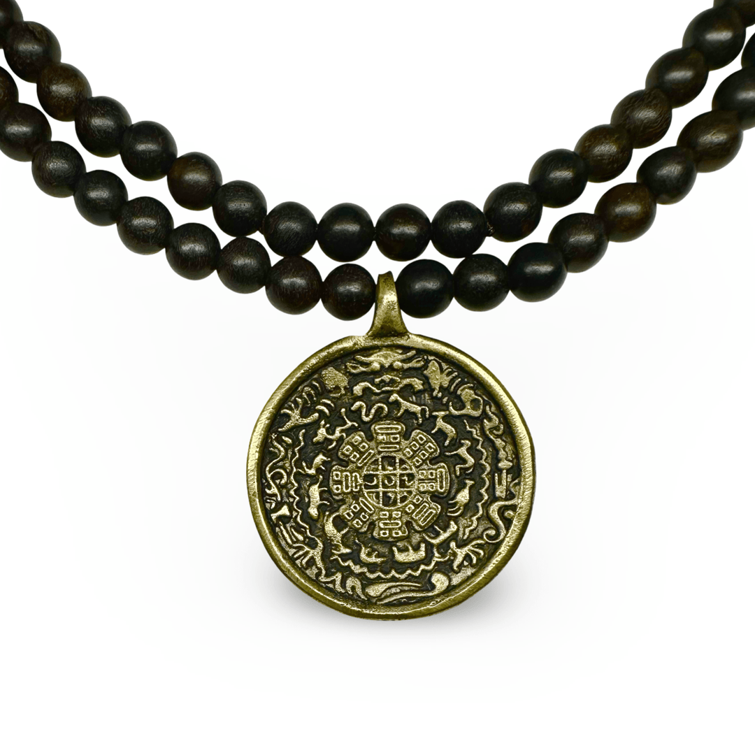 Ebenholz - Mala mit Schutz - Amulett - Atelier Tibet