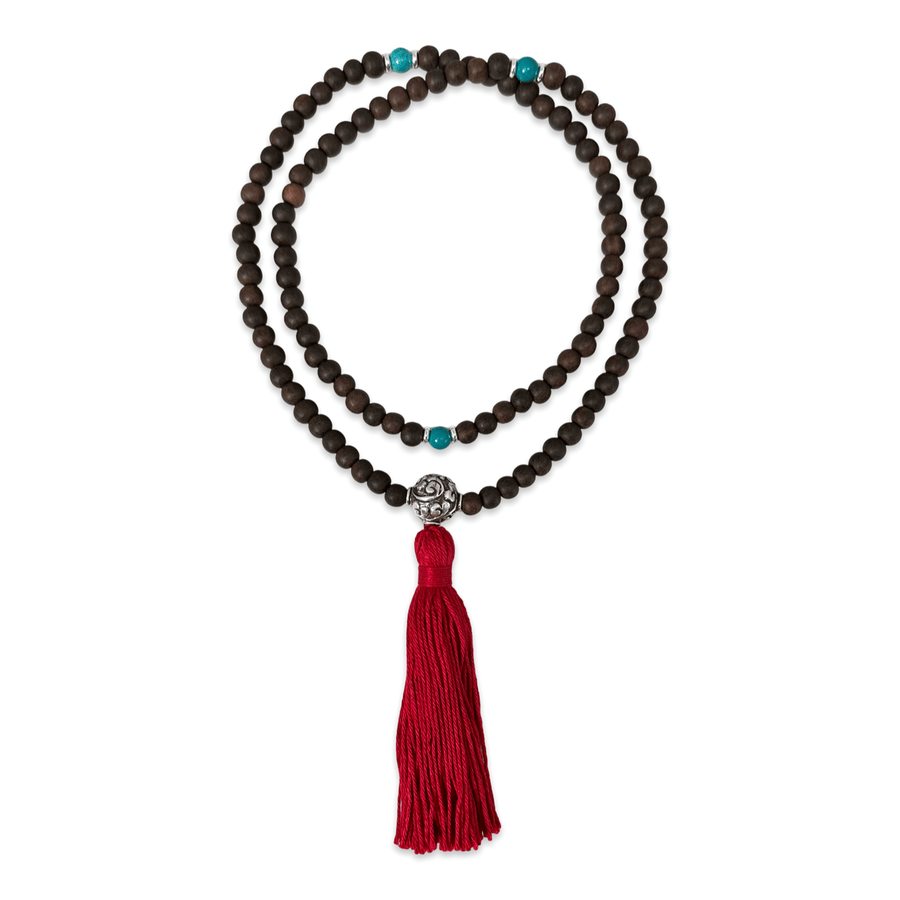 Ebenholz-Mala mit Silber-Guru-Perle - Atelier Tibet