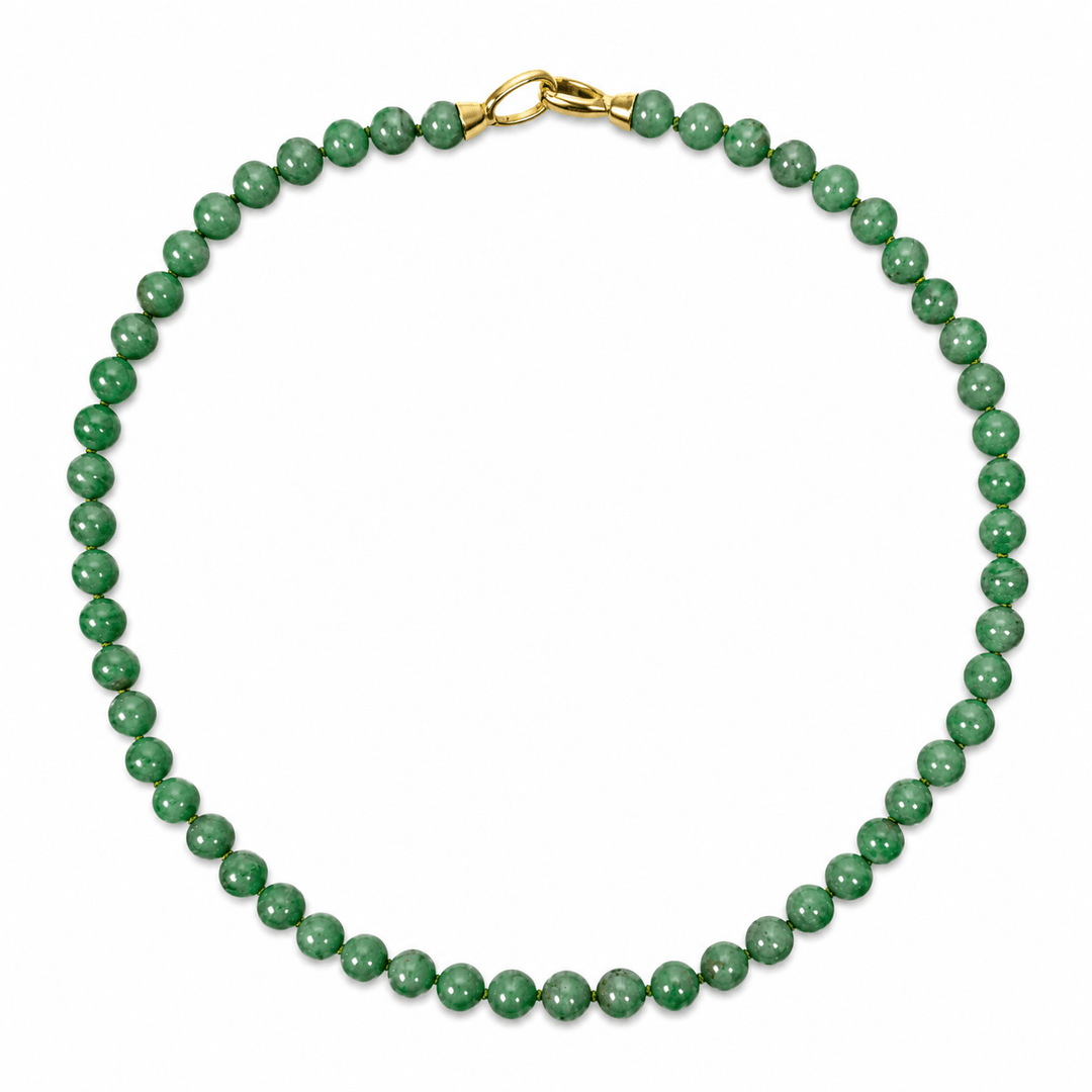 Edle Halskette aus Burma-Jade - handgeknüpft - Atelier Tibet