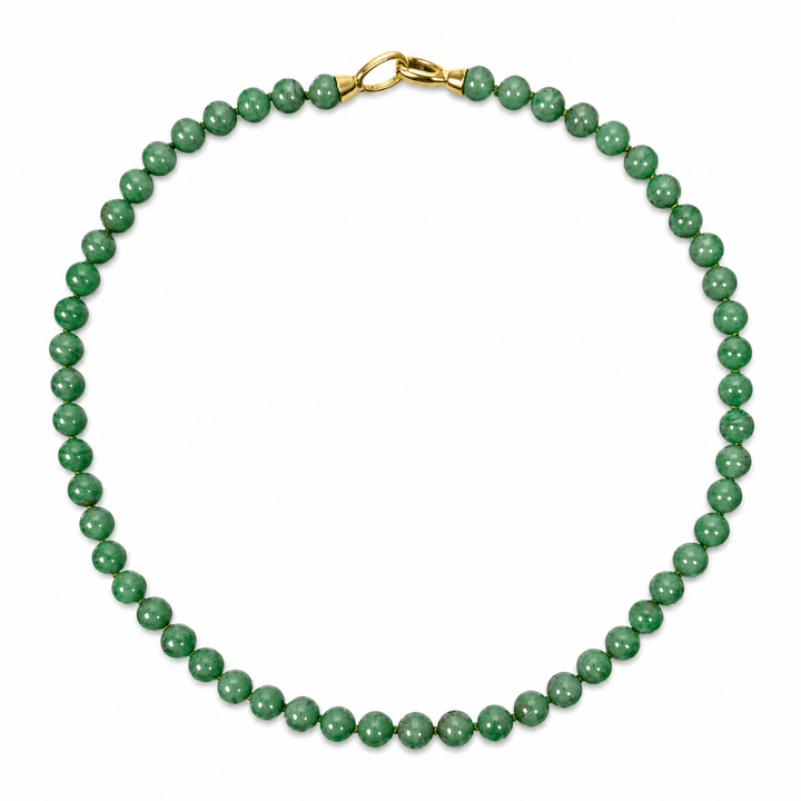 Edle Halskette aus Burma-Jade - handgeknüpft - Atelier Tibet