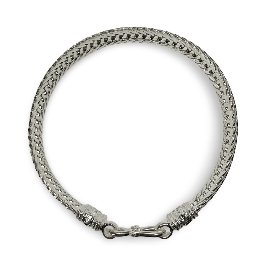 Edles Silber - Schlangenarmband mit Hakenverschluss - Atelier Tibet
