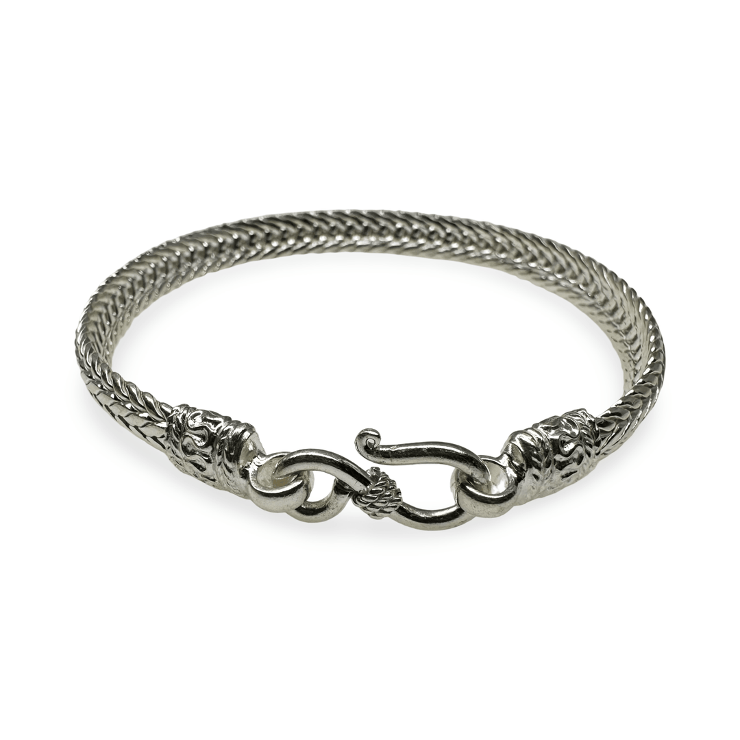 Edles Silber - Schlangenarmband mit Hakenverschluss - Atelier Tibet