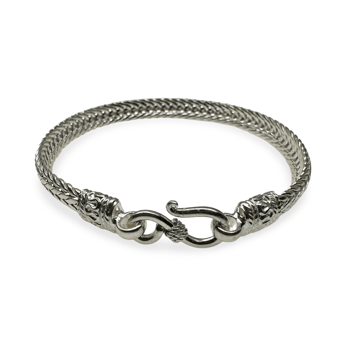 Edles Silber - Schlangenarmband mit Hakenverschluss - Atelier Tibet