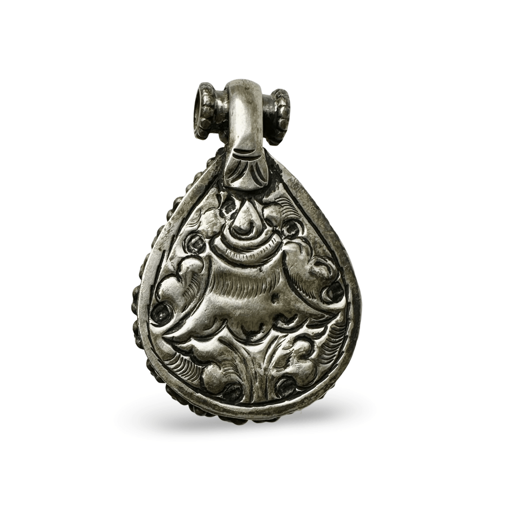 Einzigartiger älterer Korallen - Silber - Anhänger - Atelier Tibet